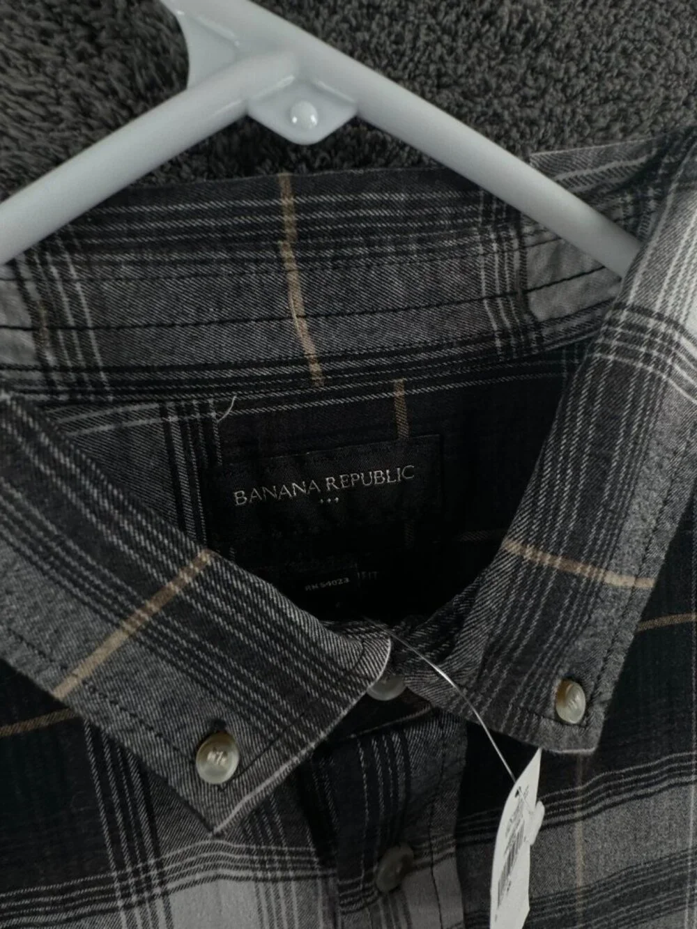 NWT Banana Republic Flannel Button Up Black Check Men Soft $70 XL Slim Untucked